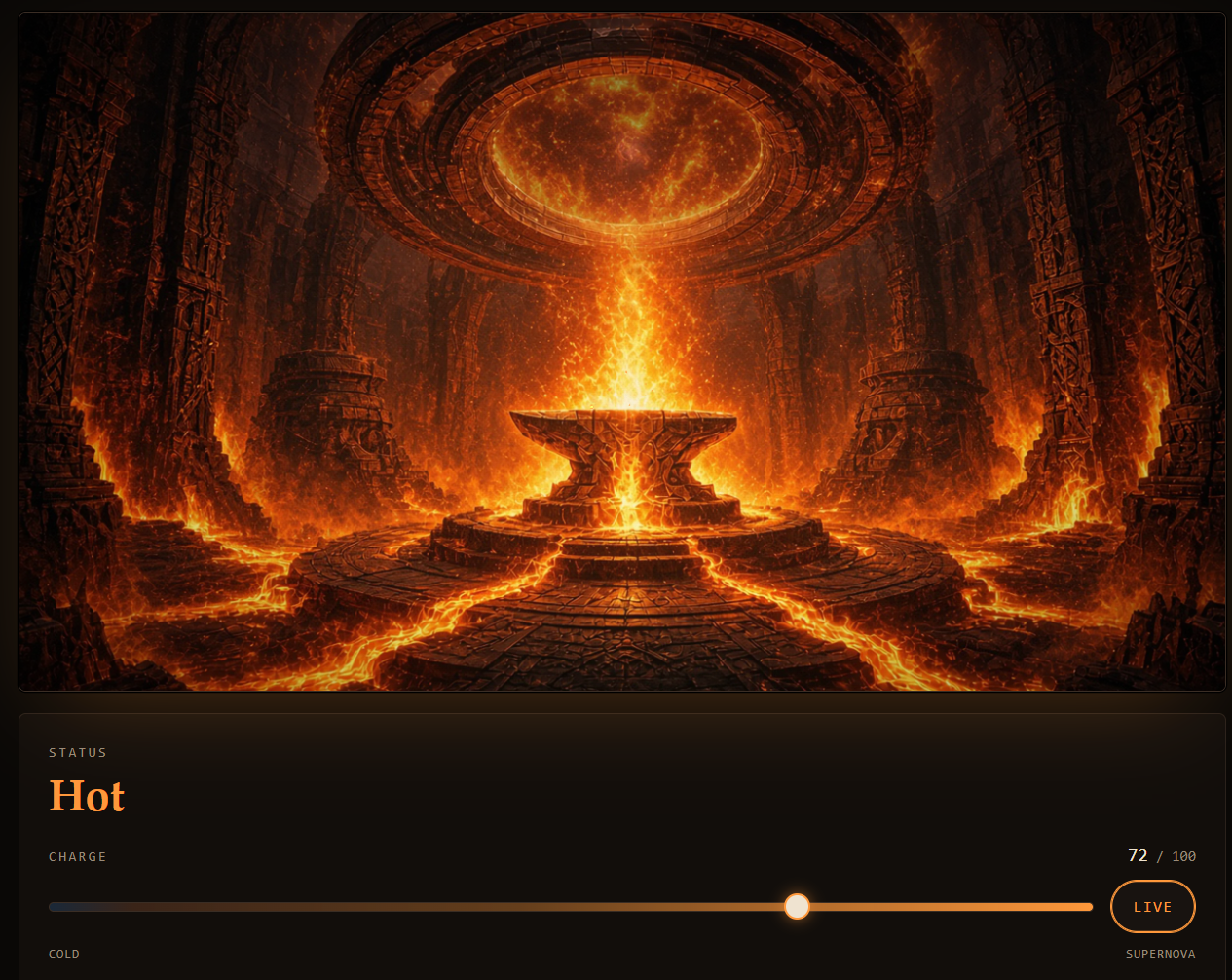 Nidavellir forge: Hot status with charge slider